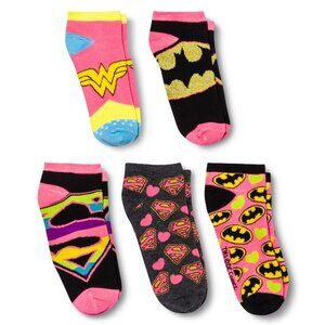 New! 5-Pack of DC Comics Socks Supergirl Wonder Woman Batgirl Batman Superman